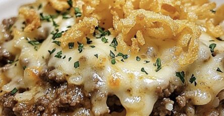 French Onion Ground Beef And Rice Casserole