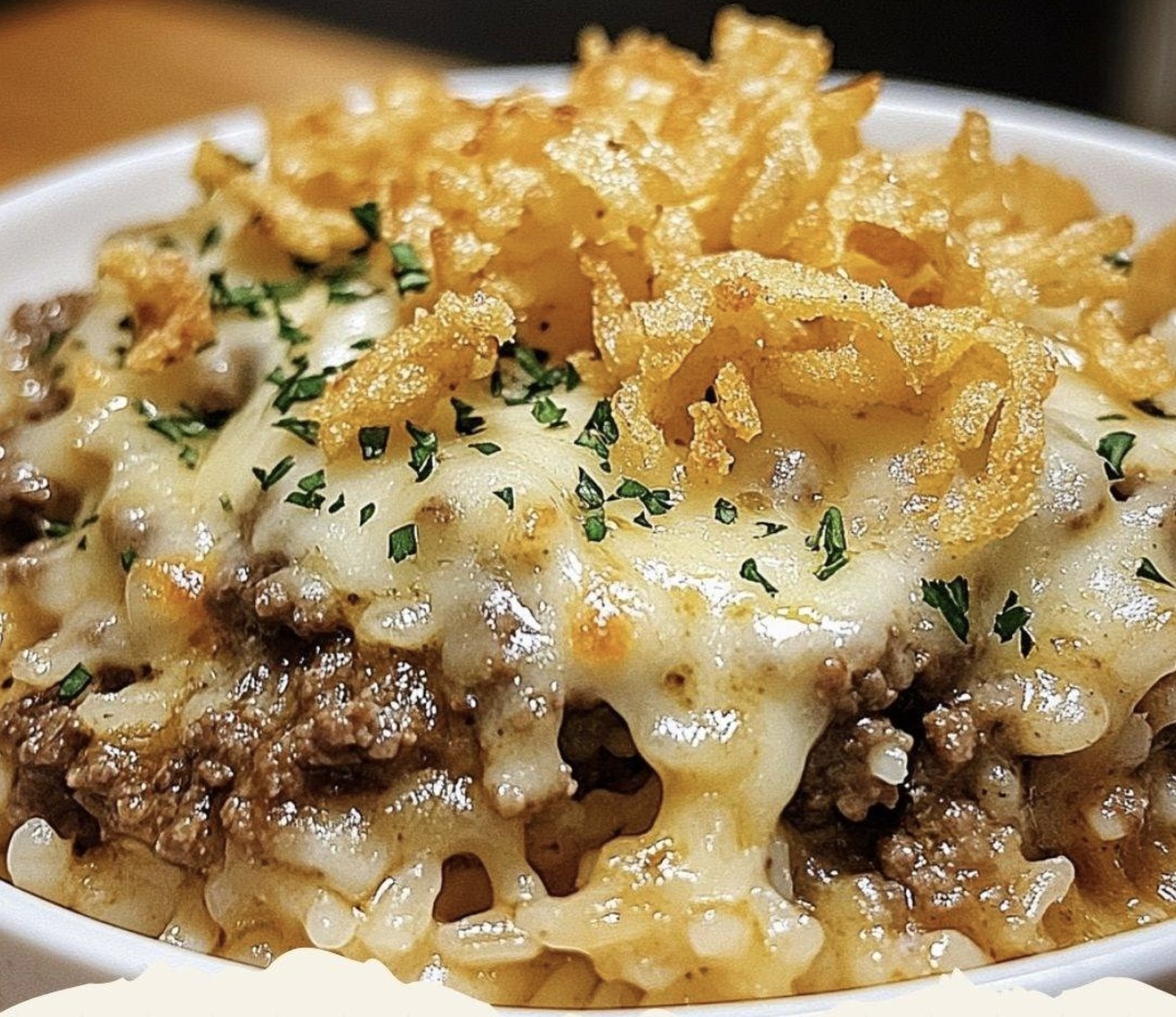 French Onion Ground Beef And Rice Casserole