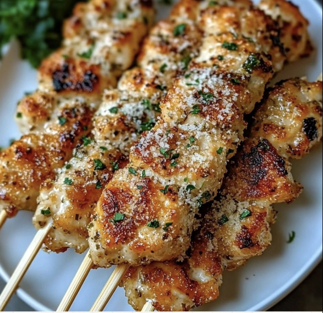 Air Fryer Garlic Parmesan Chicken Skewers