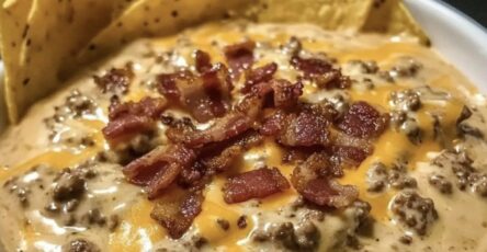 Sizzling Bacon Cheeseburger Queso Dip